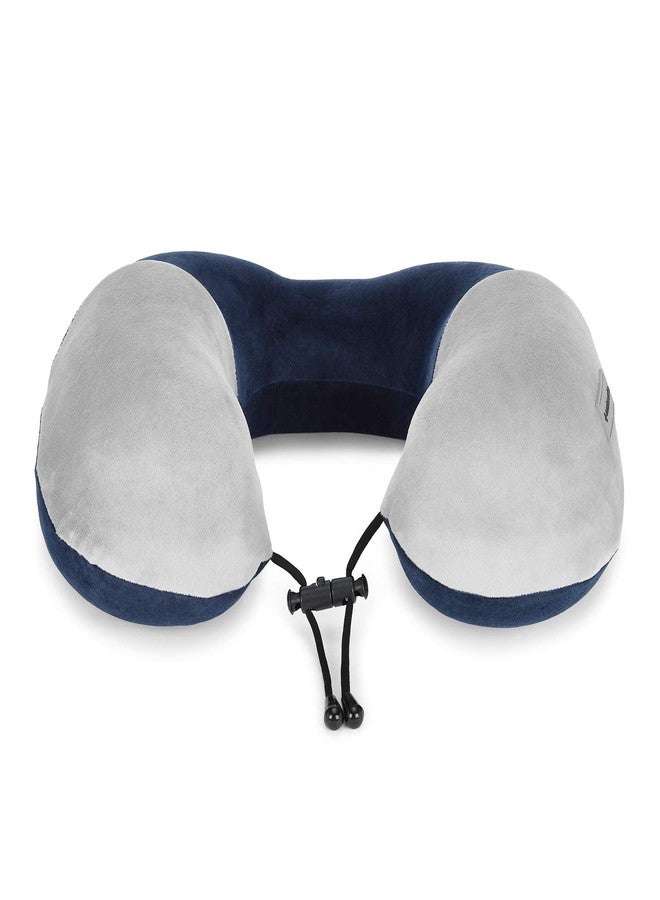 Nasher Miles 100% Pure Memory Foam Travel Neck Pillow, 360° Stable Neck Support with Snap-on Button (Navy Blue and Grey) - Image 3
